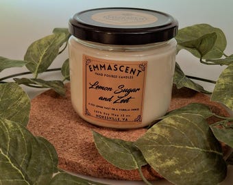Lemon Sugar and Zest | Candle 12oz | Soy Wax Candle | aromatherapy | handmade | candles for everyday fresh scents | hand poured | container