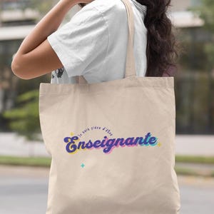 Enseignante Tote Bag | Colorful French Teacher Gift, Eco Canvas