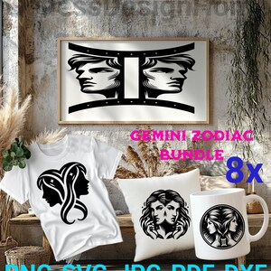Gemini Design svg png dxf Vector Graphic Cut Print Digital Files Zodiac Bundle Horoscope Astrology Sign Zodiac Gemini