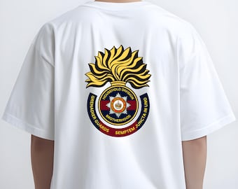 Camiseta diseñada por los guardias granaderos, camiseta militar británica, diseño de insignia de regimiento, regalo para veteranos, camiseta para entusiastas del ejército, camiseta de algodón unisex