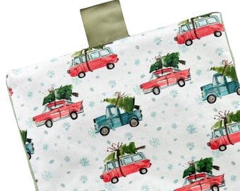 Christmas Holiday Winter Baby Gift - Sensory Blanket - Crinkle - Pickup Trucks & Trees - Gender Neutral December Baby Gift