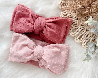 Baby Bow Headbands - Oversized Bow Headband - Knotted Bow Headband - Baby Girl - Newborn Bow Head Wrap - Baby Girl Gift - Pink and Rose