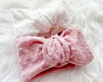 Baby Bow Headbands - Oversized Bow Headband - Knotted Bow Headband - Baby Girl - Newborn Bow Head Wrap - Baby Girl Gift - Pink and Rose