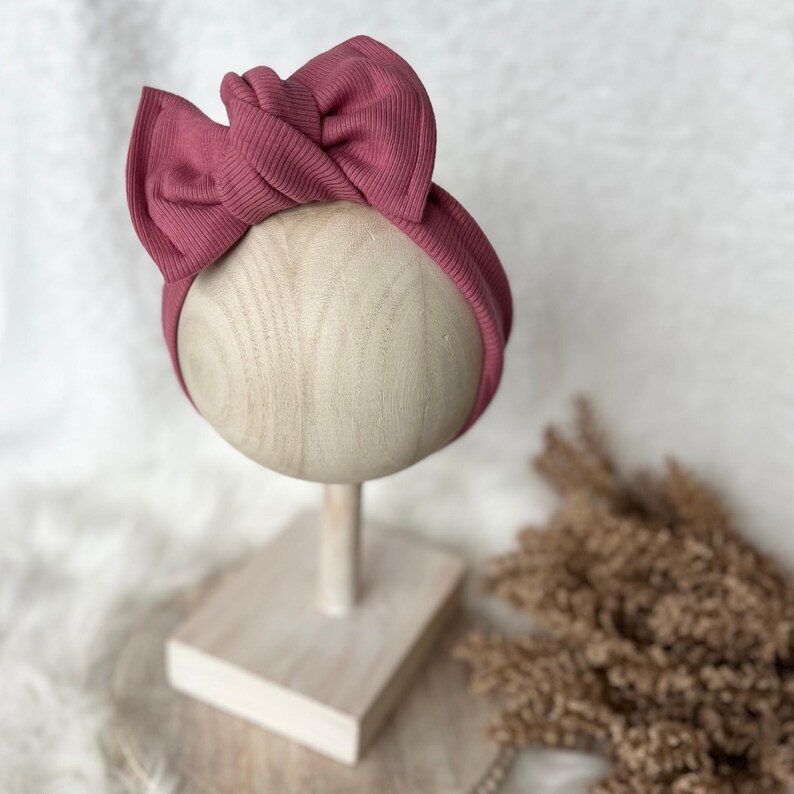 Cotton Rib Knit Baby Headwrap: Adjustable Knot Bow Baby Headbands imagem 2