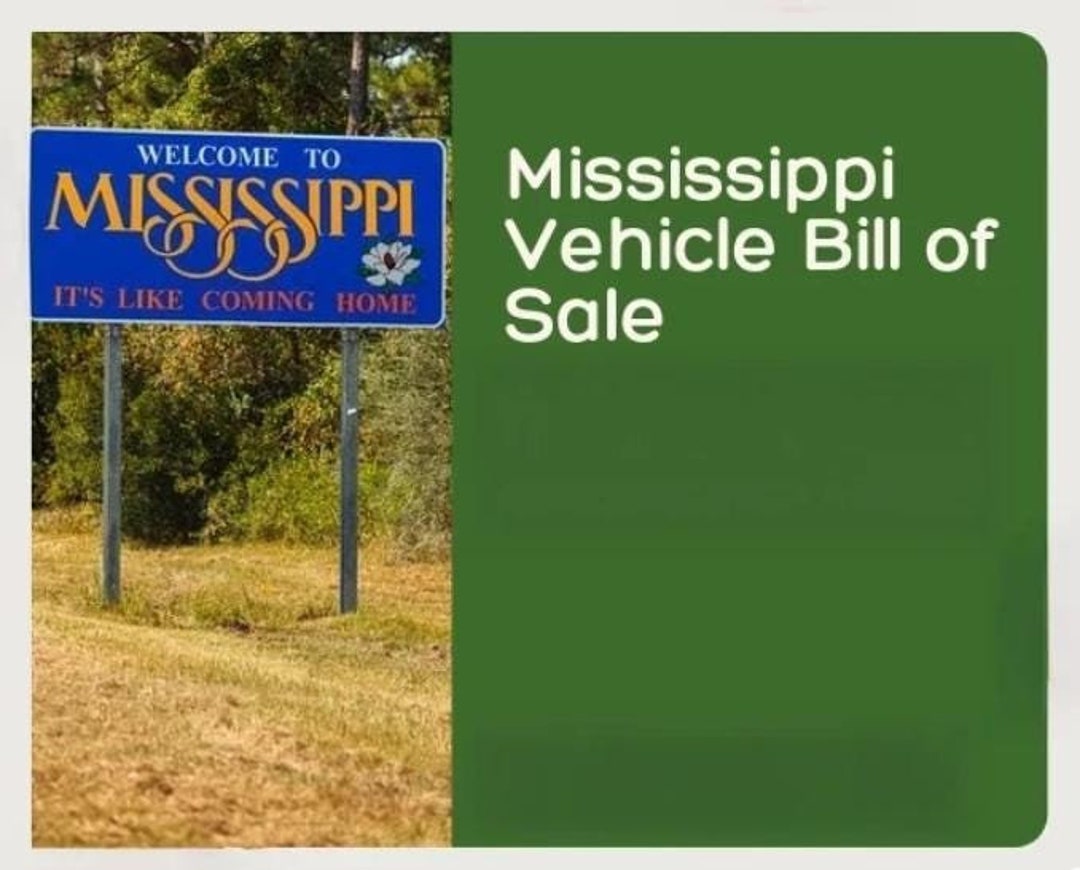 Mississippi Vehicle Bill of Sale Template Printable & Editable PDF