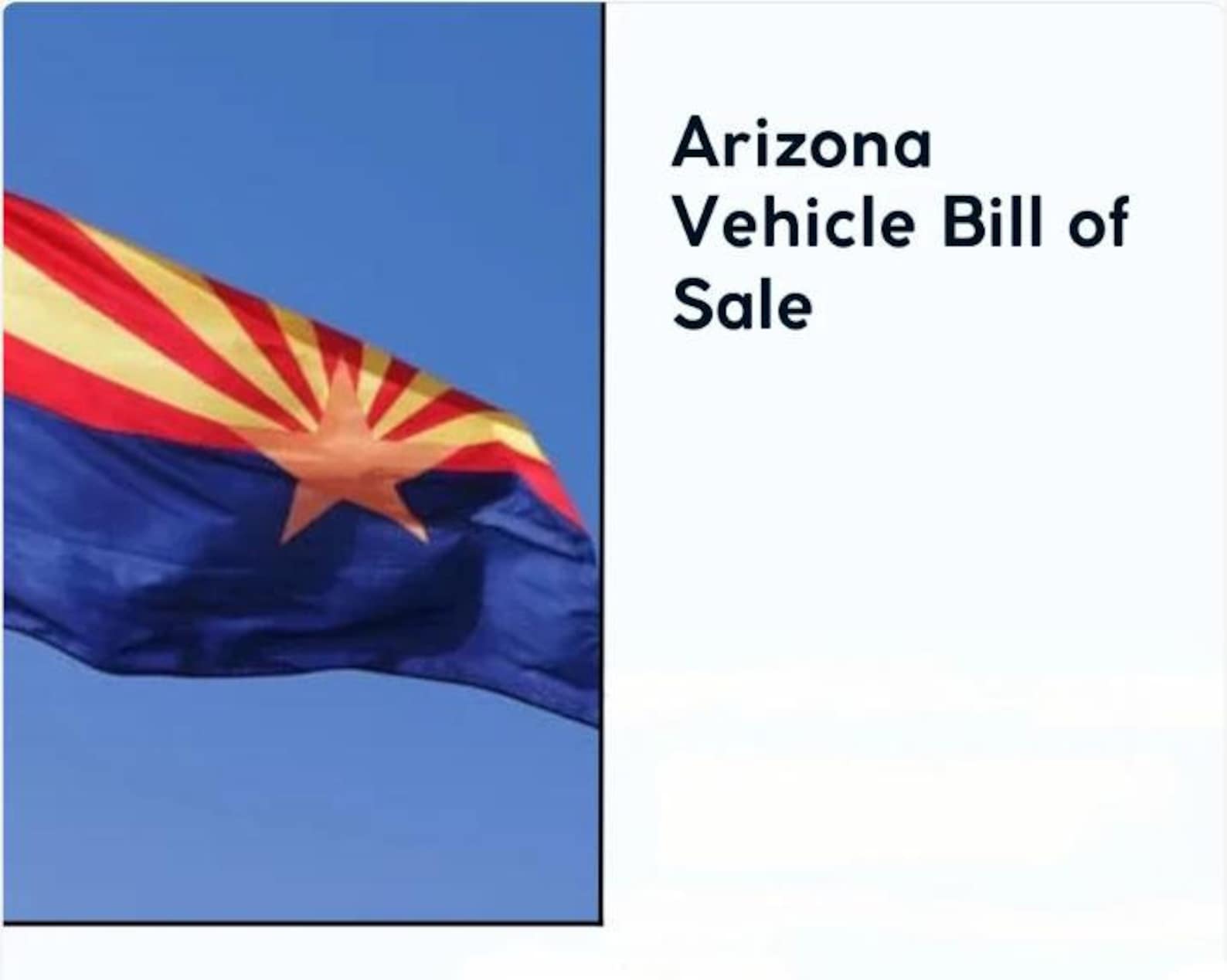 Arizona Vehicle Bill of Sale Template Printable & Editable PDF for
