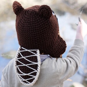 CROCHET PATTERN Justin The Canadian Beaver Animal Hat imagen 4