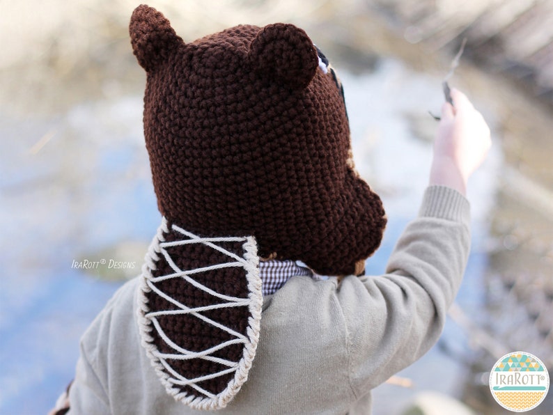 CROCHET PATTERN Justin The Canadian Beaver Animal Hat imagen 4