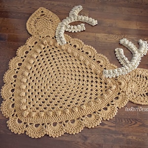 CROCHET PATTERN Blizzard the Reindeer Rug and Corner Doily Rug