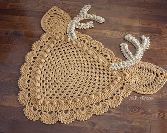 CROCHET PATTERN Blizzard the Reindeer Rug and Corner Doily Rug