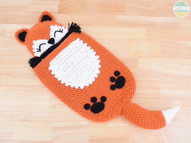 Crochet Fox Hat and Cocoon Pattern – Newborn Photo Prop, Baby Sleeping Bag (PDF) image 6