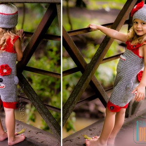 CROCHET PATTERN Spunky the Sock Monkey Hat and Romper-Jumpsuit image 5