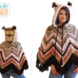 CROCHET PATTERN Fiesta Owl Poncho with Hood image 4