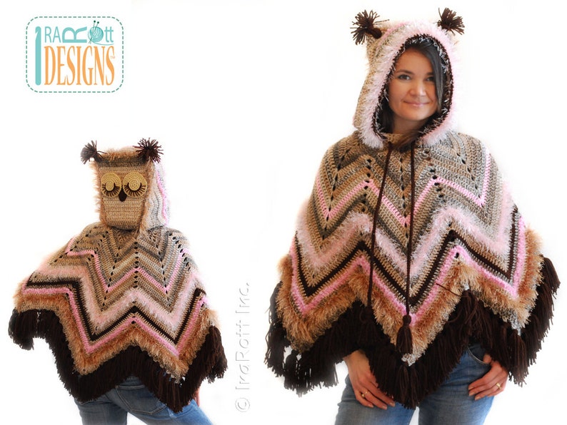 CROCHET PATTERN Fiesta Owl Poncho with Hood image 4