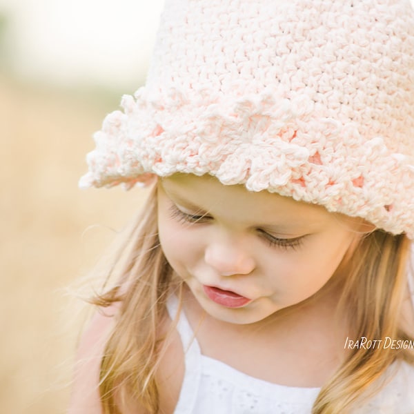 CROCHET PATTERN My Little Sunshine Summer Hat with Maple Leaf Applique