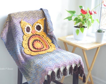 CROCHET PATTERN Retro Owl Blanket