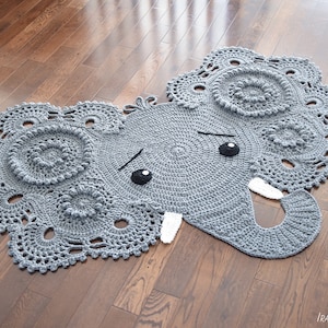 CROCHET PATTERN Josefina and Jeffery Elephant Rug imagen 8