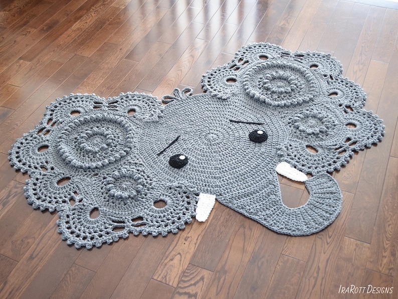 CROCHET PATTERN Josefina and Jeffery Elephant Rug imagen 8