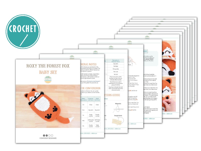 Crochet Fox Hat and Cocoon Pattern – Newborn Photo Prop, Baby Sleeping Bag (PDF) image 2