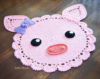 CROCHET PATTERN Pig Animal Rug