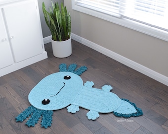 Axolotl Rug Crochet Pattern PDF – Salamander Animal Mat for Nursery and Kids Playroom