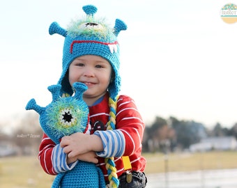 Alien Hat Crochet Pattern PDF, Monster Earflap Hat, Amigurumi Toy, Space Costume Beanie