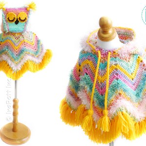 CROCHET PATTERN Fiesta Owl Poncho with Hood image 3