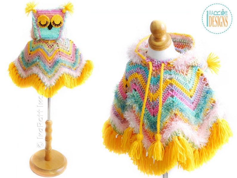 CROCHET PATTERN Fiesta Owl Poncho with Hood image 3