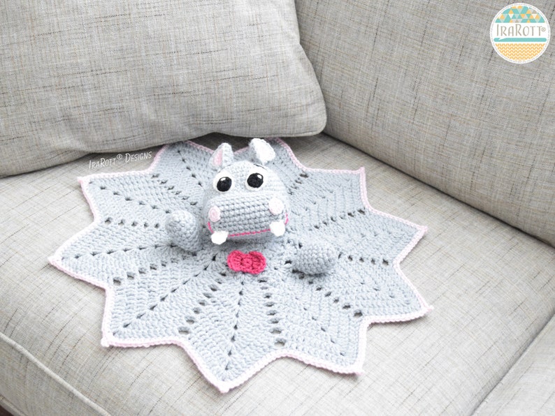 CROCHET PATTERN Happy Hippo the Hippopotamus Lovey image 10