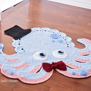 CROCHET PATTERN Inky the Octopus Animal Rug image 1