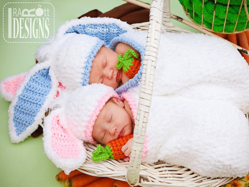 CROCHET PATTERN Bunny Rabbit Baby Hat with Carrot and Cocoon image 4