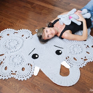 CROCHET PATTERN Josefina and Jeffery Elephant Rug image 5