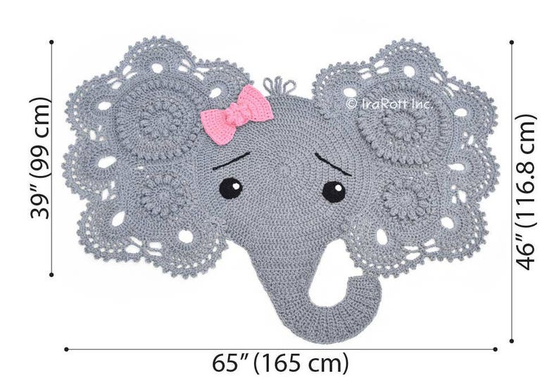 CROCHET PATTERN Josefina and Jeffery Elephant Rug image 9