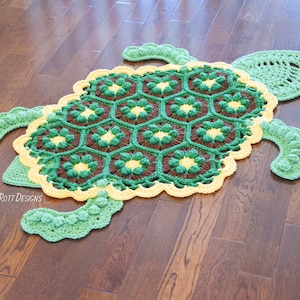 CROCHET PATTERN Bubbles the Turtle Animal Rug image 1