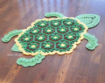 CROCHET PATTERN Bubbles the Turtle Animal Rug