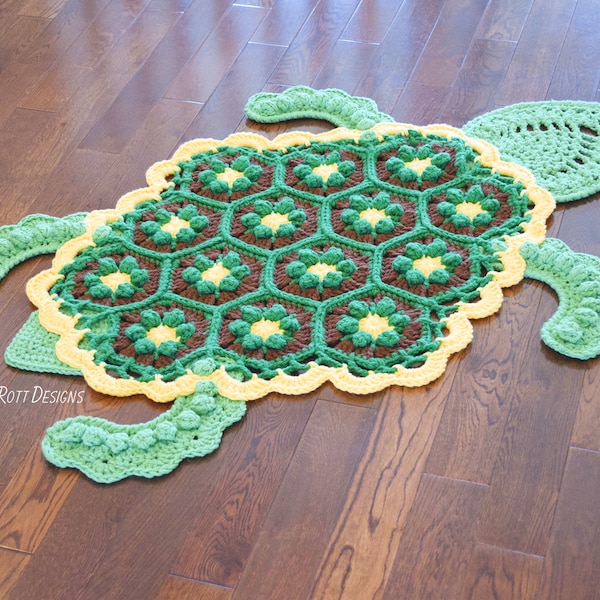 CROCHET PATTERN Bubbles the Turtle Animal Rug