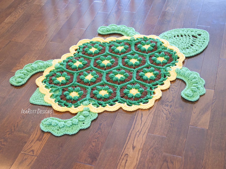 CROCHET PATTERN Bubbles the Turtle Animal Rug image 1