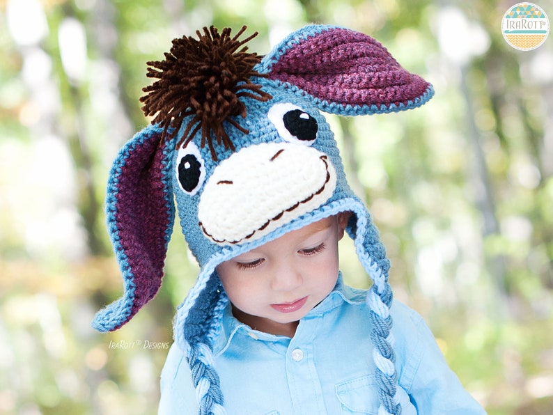 CROCHET PATTERN Funky Donkey Hat with Tail image 4