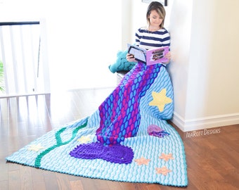 Mermaid Blanket Crochet Pattern PDF – Ocean Jellyfish Throw Afghan, Sea Life Fantasy Crochet