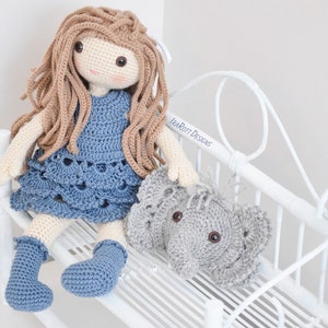 CROCHET PATTERN Josefina Doll And Jeffery Elephant Pillow Amigurumi