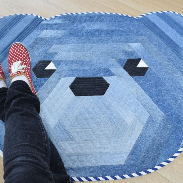 QUILTING PATTERN Cuddles The Hexi Bear Jelly Roll Rug