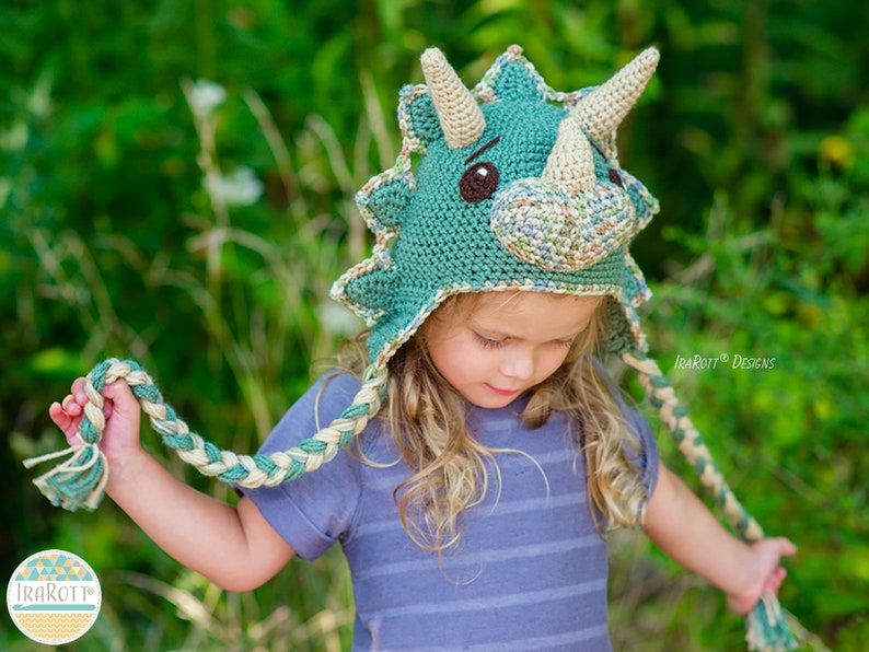 CROCHET PATTERN Tops The Triceratops Dinosaur Hat image 5