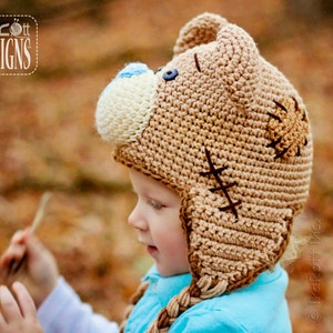 CROCHET PATTERN Classic Teddy Bear Animal Hat image 5