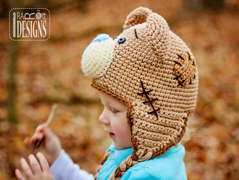 CROCHET PATTERN Classic Teddy Bear Animal Hat image 5