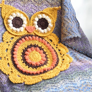 CROCHET PATTERN Retro Owl Blanket image 5