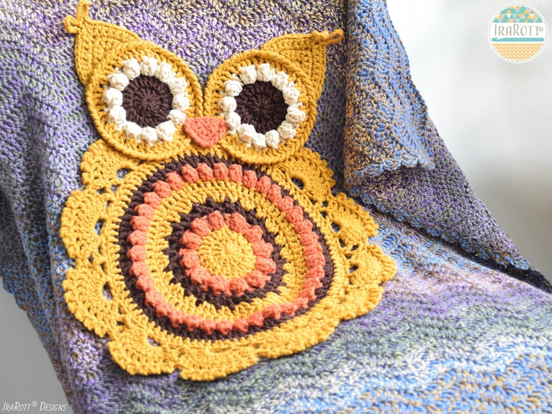 CROCHET PATTERN Retro Owl Blanket image 5