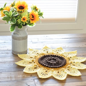 CROCHET PATTERN Sunflower Power Doily Rug image 7