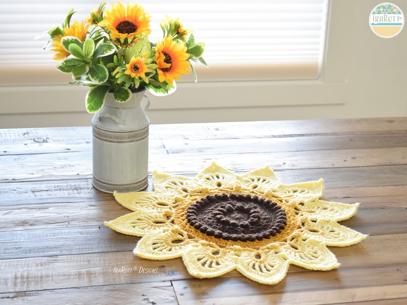 CROCHET PATTERN Sunflower Power Doily Rug image 7