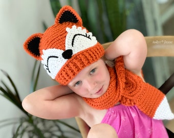 CROCHET PATTERN the Artful Fox Hat and Scarf