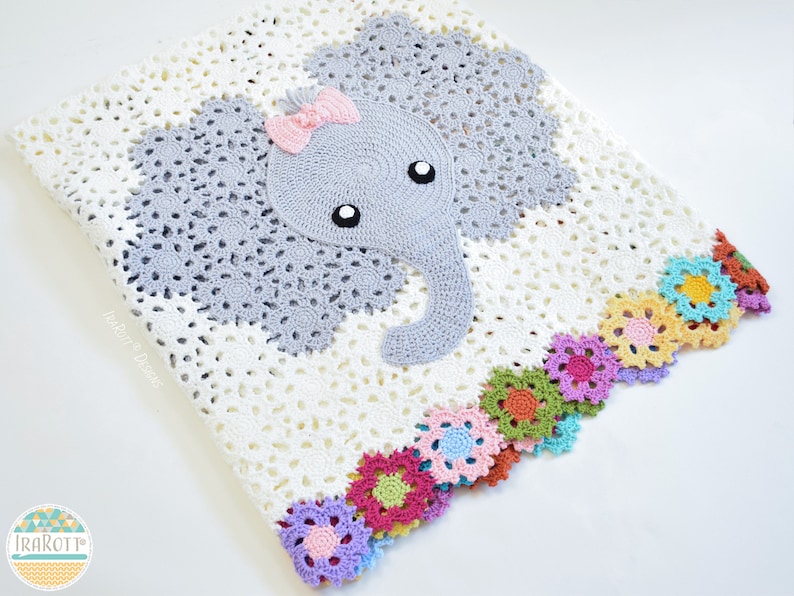 CROCHET PATTERN Josefina and Jeffery Elephant Blanket image 4